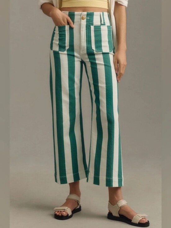 Maeve Denim - Maeve The Colette Denim Cropped Wide-Leg Jeans 27 Retro